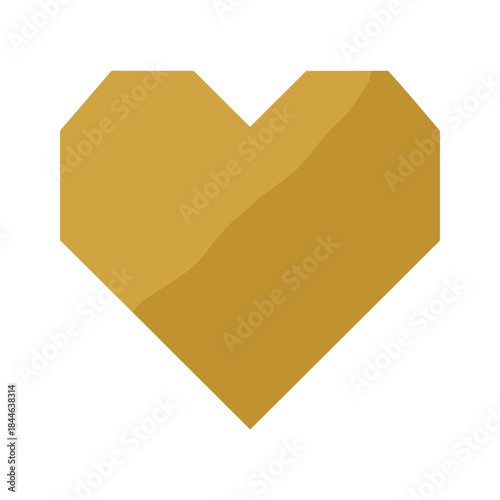 Golden heart shape icon on white background
