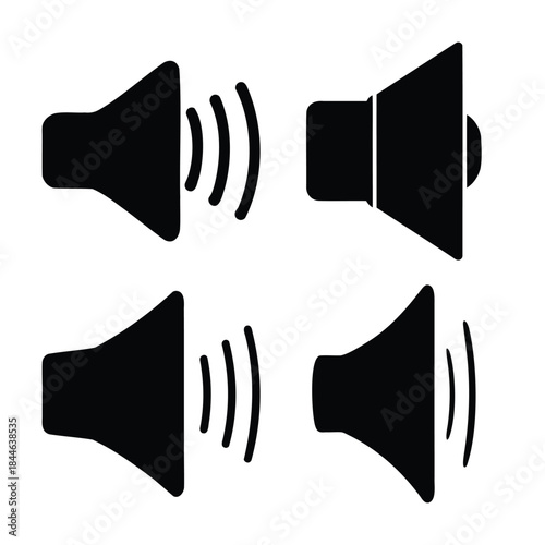 Sound speaker volume and mute control icons, modern design