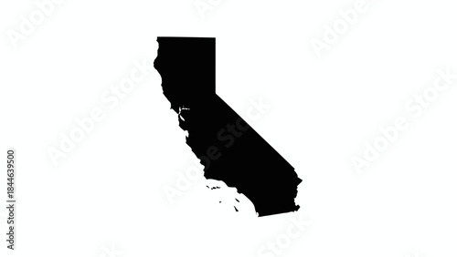 California State Silhouette Vector Map Outline Design | Black USA West Coast Geography Shape | High-Quality Editable Vector Graphic for Print, Web, and Educational Use