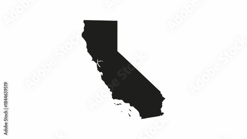 California State Silhouette Vector Map Outline Design | Black USA West Coast Geography Shape | High-Quality Editable Vector Graphic for Print, Web, and Educational Use