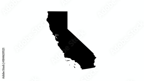 California State Silhouette Vector Map Outline Design | Black USA West Coast Geography Shape | High-Quality Editable Vector Graphic for Print, Web, and Educational Use