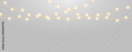Christmas lights garland, bright garlands bulbs, glowing festive string light decoration
