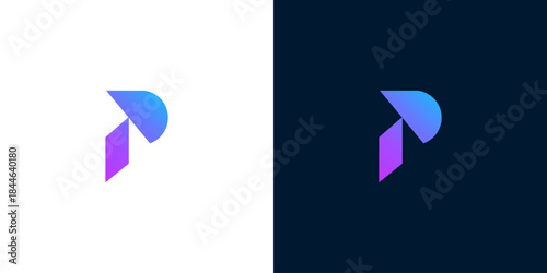 Sleek and modern abstract letter P logo design featuring a vibrant purple and blue gradient, perfect for technology, digital businesses, or creative startups seeking a distinctive brand identity