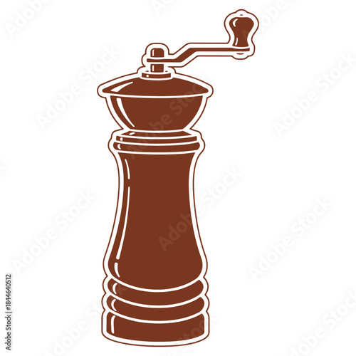 Brown Pepper Grinder Illustration Kitchen Tool Spice Mill Design Element