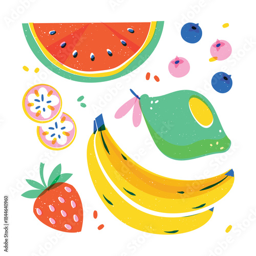 Abstract artistic fruit and vegetable graphic vector