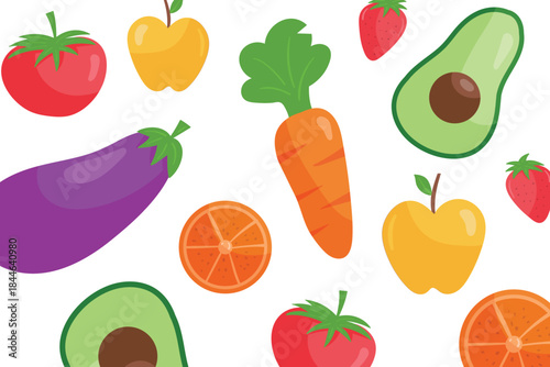 Abstract modern memphis style fresh veggie pattern vector