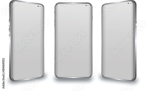 Five phones standing in a row illustration vector