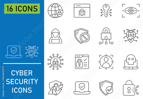 Set of cyber security flat icon design. Containing safety, insurance, antivirus, data protection and more. Data protection and Secured network icon collection. Vector illustration.
