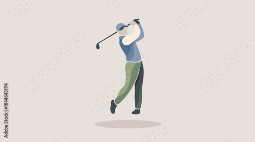 Clean Minimalist Vector Golf Swing