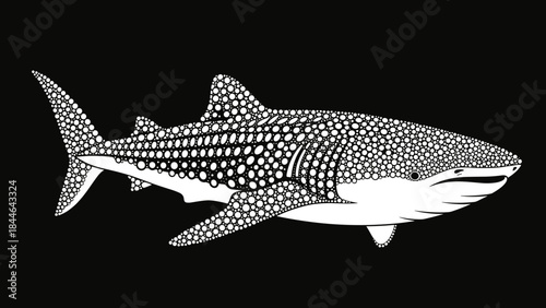 Detailed illustration of a majestic whale shark swimming gracefully.