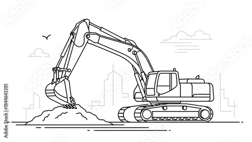 excavator on a white background