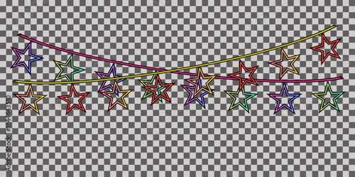 Vibrant star shaped light garland illustration for festive decorations and celebrations.