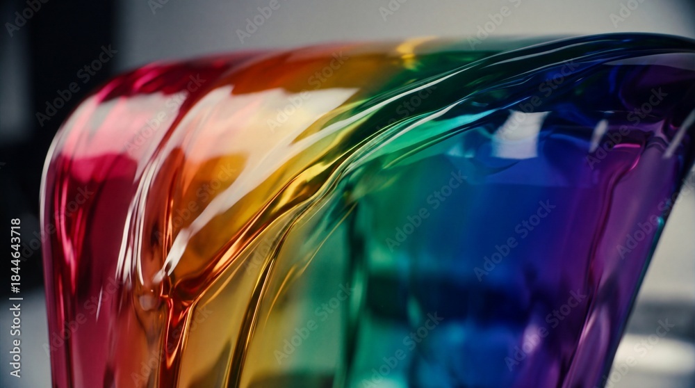 Fototapeta premium Vibrant Rainbow Colors on a Wavy Translucent Surface Creating an Abstract Background
