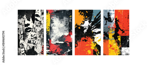 Abstract grunge splatters and geometric shapes background urban style modern design | punk design