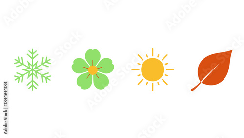 Set of vector flowers and leaves illustration with bright colors perfect for a spring or summer design pattern