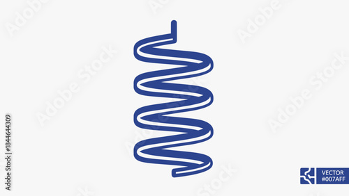 Abstract Spring Coil in Blue: A minimalist design showcases a striking blue spring coil, a symbol of potential and dynamic energy.
