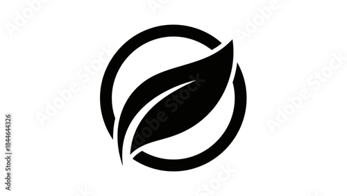 Eco-Symbol: A modern emblem of nature's beauty and environmental consciousness, featuring a sleek, minimalist leaf embraced by a perfect circle.