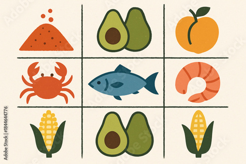 Chilean Food Ingredient Icon Set Vector Illustration with Traditional Ingredients