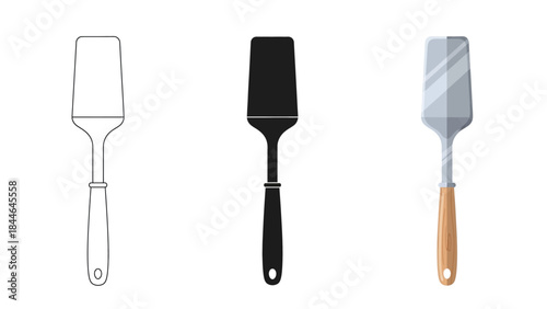 Three Spatulas Illustration Set for Kitchen Cooking Tools