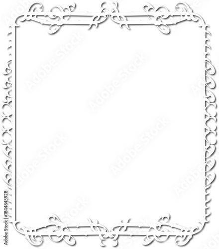 Vintage decorative frame in Gothic style - elegant white frame on transparent background, PNG, 300 DPI, middle ages, hallowen, Christmas.