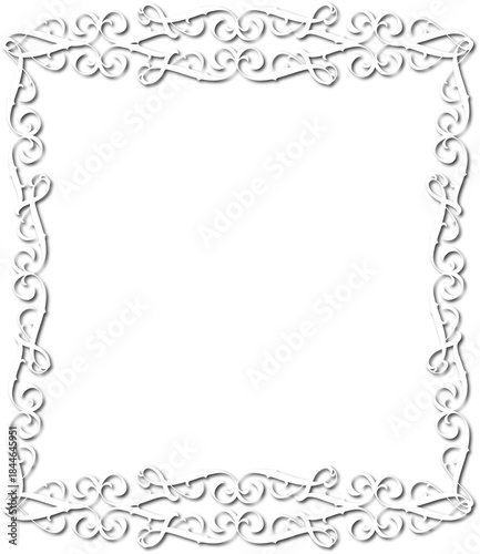 Vintage decorative frame in Gothic style - elegant white frame on transparent background, PNG, 300 DPI, middle ages, hallowen, Christmas.