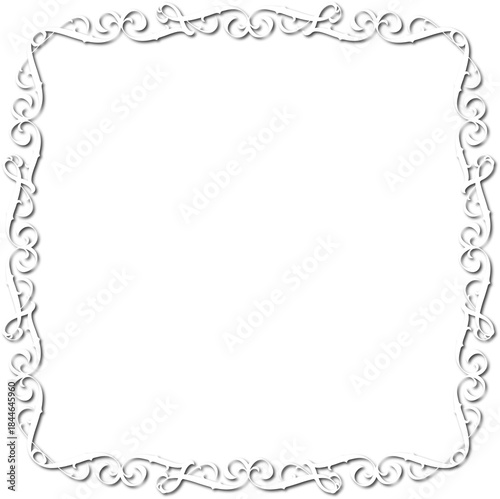 Vintage decorative frame in Gothic style - elegant white frame on transparent background, PNG, 300 DPI, middle ages, hallowen, Christmas.