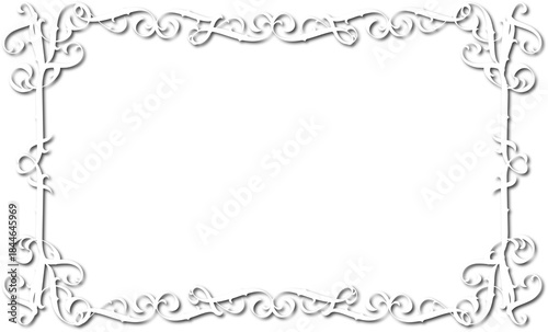 Vintage decorative frame in Gothic style - elegant white frame on transparent background, PNG, 300 DPI, middle ages, hallowen, Christmas.