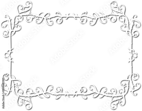 Vintage decorative frame in Gothic style - elegant white frame on transparent background, PNG, 300 DPI, middle ages, hallowen, Christmas.