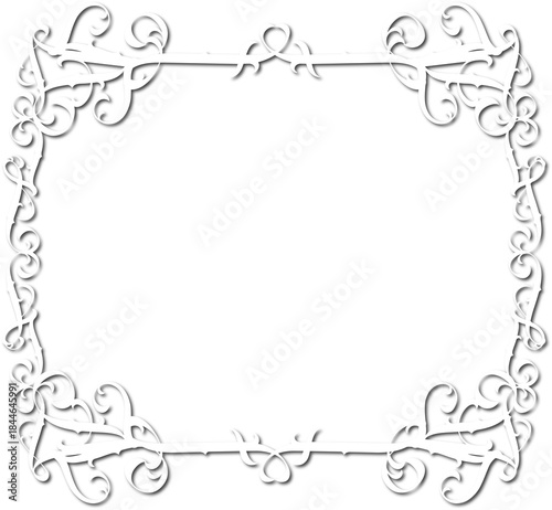 Vintage decorative frame in Gothic style - elegant white frame on transparent background, PNG, 300 DPI, middle ages, hallowen, Christmas.