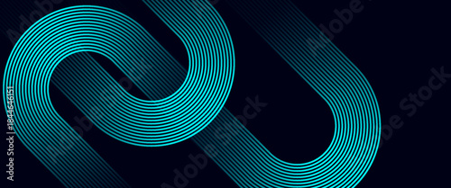 Dark blue abstract background with glowing geometric lines. Modern shiny blue diagonal rounded lines pattern. Futuristic technology concept. eps 10