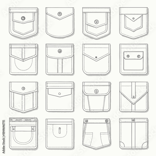 Set of Various Pocket Designs pockets clothing