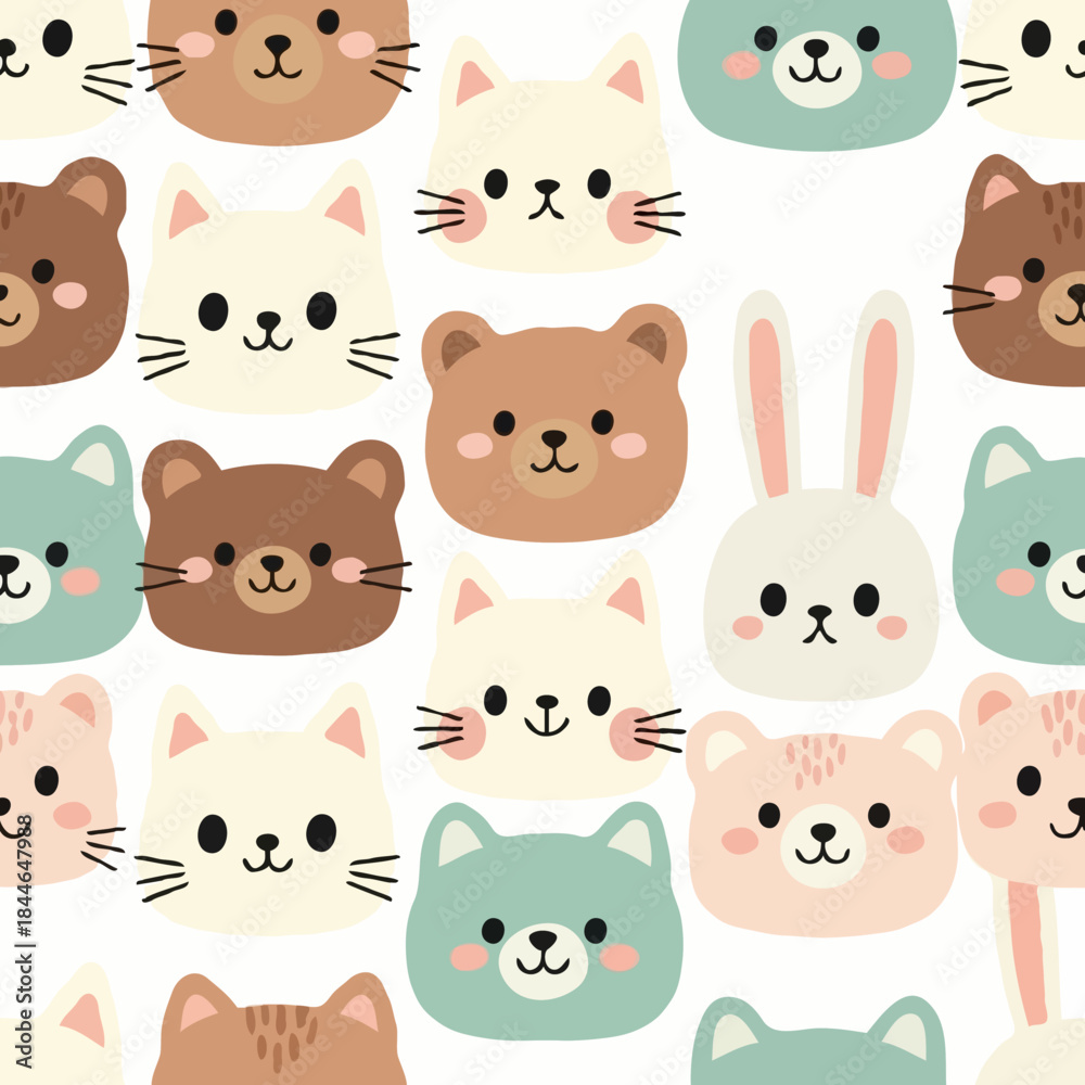 Fototapeta premium Seamless Pattern Cute Illustration for Fabric, Wallpaper, and Background