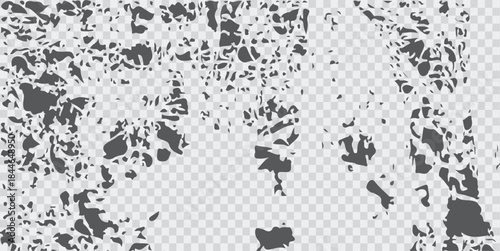 Distressed black Crack texture. Distress Overlay PNG Texture. Subtle grain texture overlay. White background on cement floor texture.
