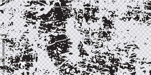 Distressed black Crack texture. Distress Overlay PNG Texture. Subtle grain texture overlay. White background on cement floor texture.
