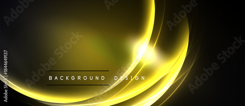 Abstract golden lines create dynamic wave effect. Dark background emphasizes bright luminosity, modern design element.