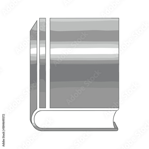 A simple illustration of a book with a gray cover
