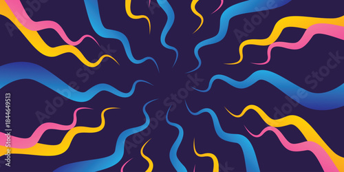 Background line waves radial colorful. Wavy illusion optical swirl pattern