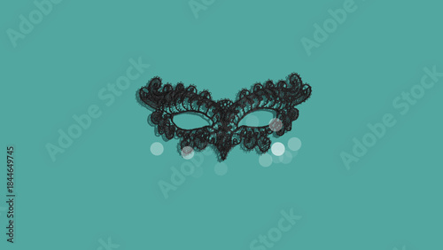 Carnival Mask On Teal Background With Glitter. Perfect Visual For Masquerade Invitations, Costume Party Flyers, Festive Event Branding, Or Mardi Gras Content With Focus On Glamour And Celebration