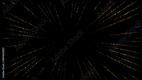Luxury golden sparkle rays expanding in all directions over a deep black backdrop