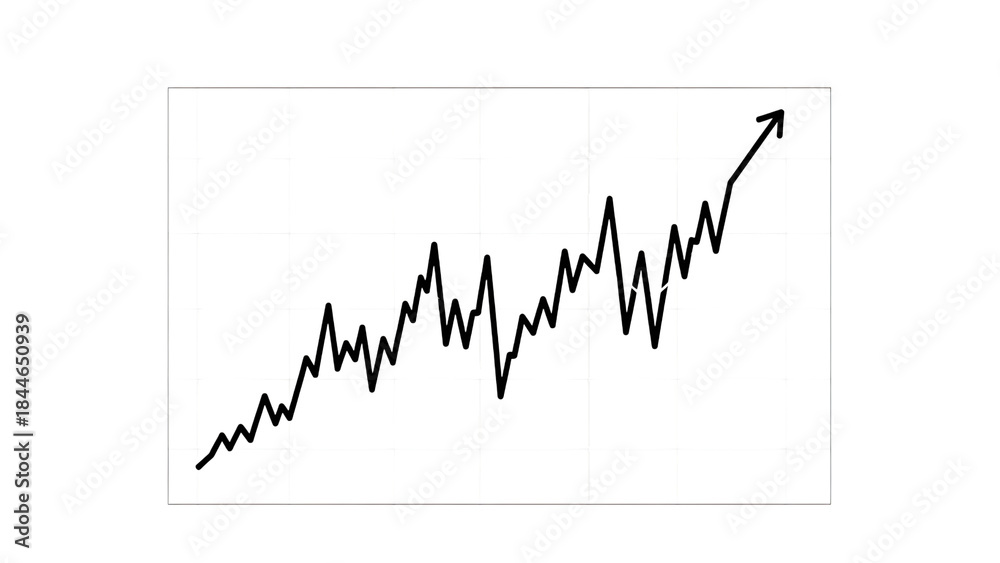 Obraz premium Upward trending graph depicting market volatility and consistent growth over time