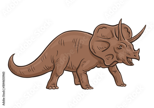 Triceratops dinosaur cartoon illustration isolated on white