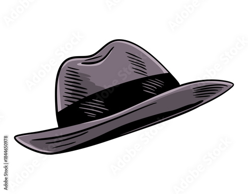 Retro fedora hat vintage style vector illustration
