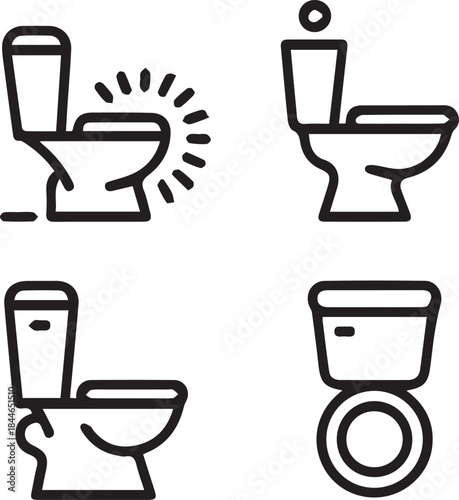 Toilet line icon bowl sanitaryware vector bathroom. Bidet toilet line icon