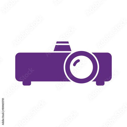Purple projector icon on white background
