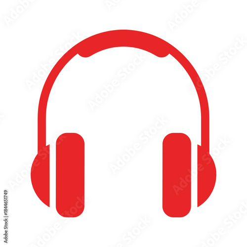 Red headphones icon on white background
