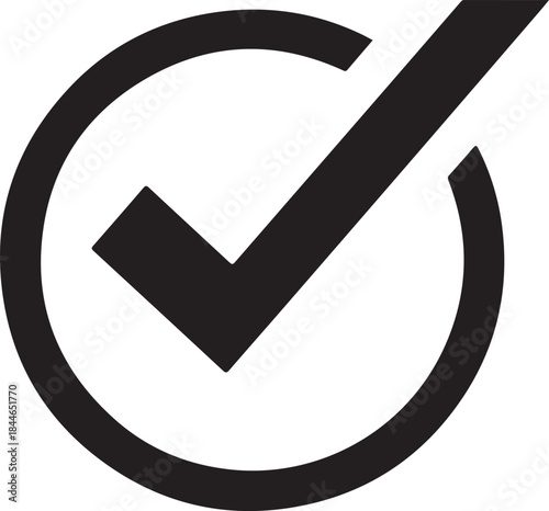 Check Mark Icon Design in Circle Shape Symbolizing Approval Success and Completion
