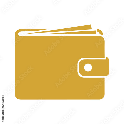 Simple yellow wallet icon on white background