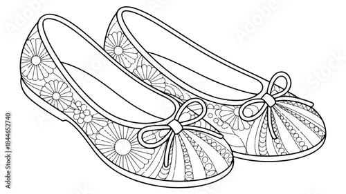 Decorative ballet shoes with bows and floral patterns