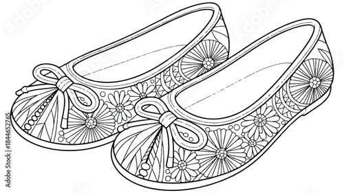 Decorative shoes with floral patterns and bows