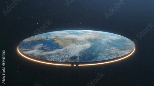 Flat earth map depicts a flat planet, suitable for digital design, conspiracy theory concept, educational purposes, and controversial topics.